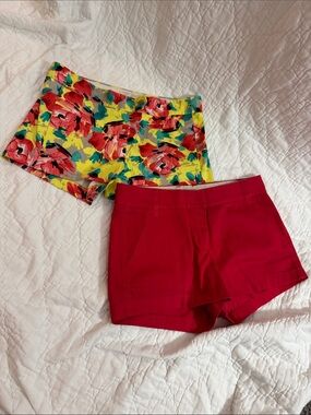 J. Crew Women's Floral Yellow & Solid Pink Shorts Duo